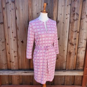 Ellie Kai Pink Ikat Print Long Sleeve Dress Size 4